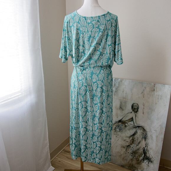 white stuff Tropical Turquoise midi dress size M - Picture 2 of 6